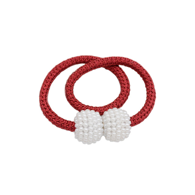 2 PCs magnetic hold clamps for curtains, string beads for modern window decoration.
