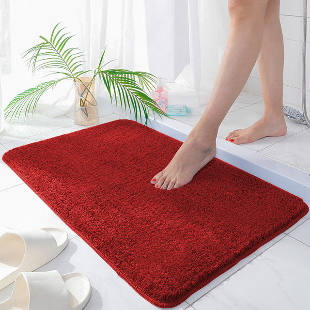 Bathroom Super Thick Fluff Fiber Bath Mat Shower Room Rugs Mats Chenille Bathroom Floor Mat Toilet Absorbent Entrance Door Mat