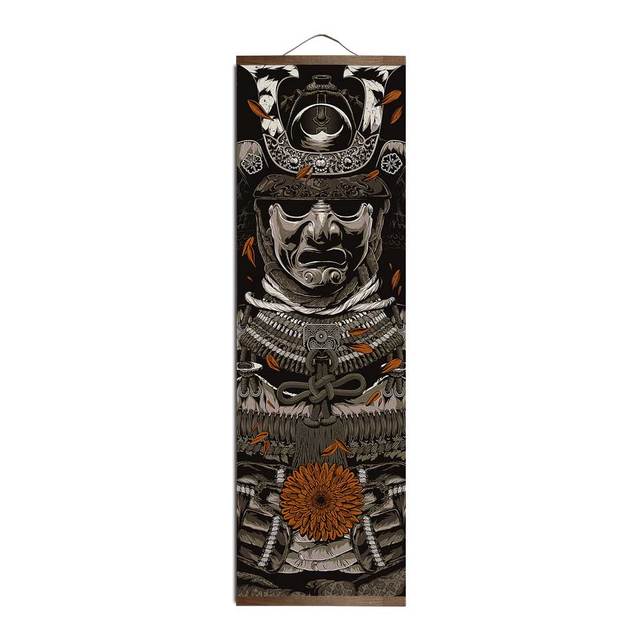Japanese Samurai Ukiyoe Tiger Canvas Poster Pictures for Living Room Home Decor Painting Wall Art with Solid Wood Hanging Scroll