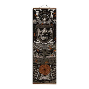 Japanese Samurai Ukiyoe Tiger Canvas Poster Pictures for Living Room Home Decor Painting Wall Art with Solid Wood Hanging Scroll