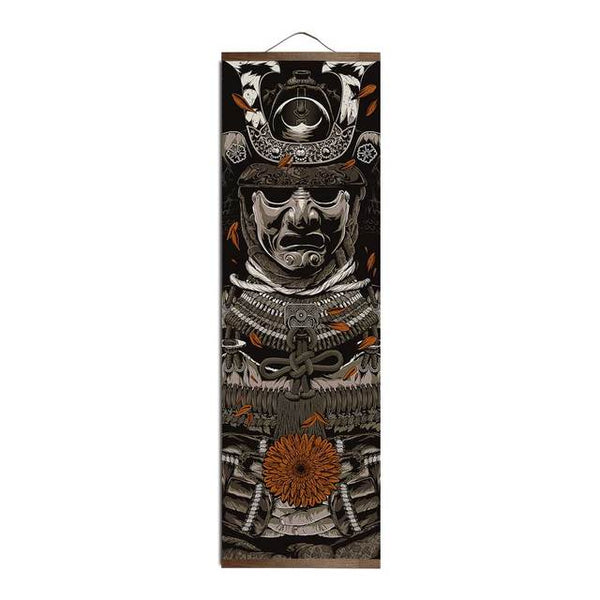 Japanese Samurai Ukiyoe Tiger Canvas Poster Pictures for Living Room Home Decor Painting Wall Art with Solid Wood Hanging Scroll