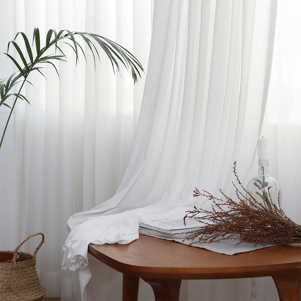 LISM 30% Shading Solid White Sheer Curtains for Living Room Decoration Window Curtains for Kitchen Modern Tulle Voile Organza