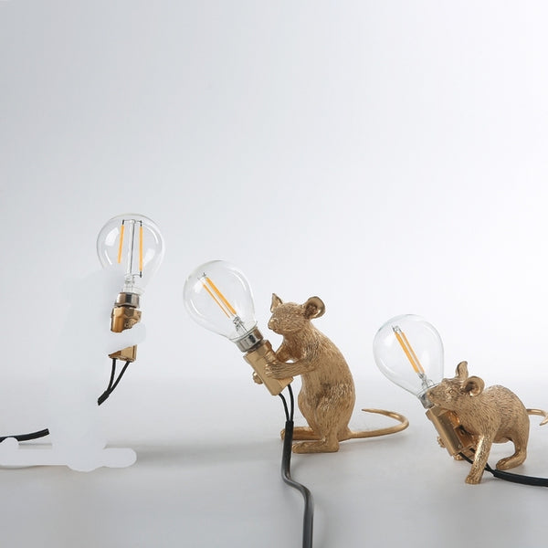 Modern Resin Animal Rat Night Lights Nordic Small Mini Mouse Cute LED Table Lamps Home Decor Desk Lamp Bedside Lighting Fixtures