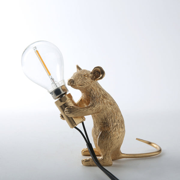 Modern Resin Animal Rat Night Lights Nordic Small Mini Mouse Cute LED Table Lamps Home Decor Desk Lamp Bedside Lighting Fixtures