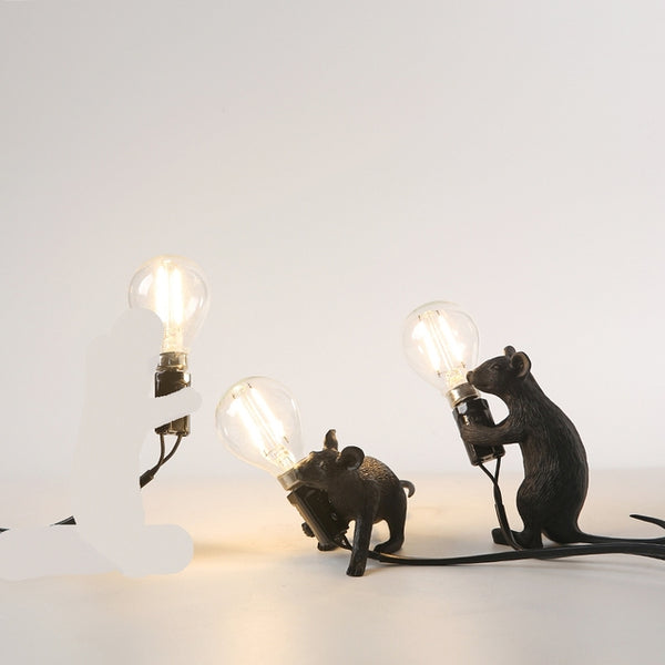 Modern Resin Animal Rat Night Lights Nordic Small Mini Mouse Cute LED Table Lamps Home Decor Desk Lamp Bedside Lighting Fixtures