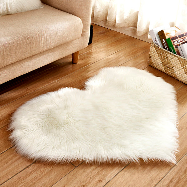 Shaggy Carpet Artificial Sheepskin Hairy Mat Wool Faux Fluffy Mats Love Heart Rugs NO Lint Carpet For Living Room 30x30/40x50cm