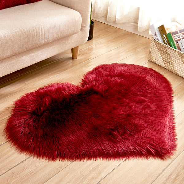 Shaggy Carpet Artificial Sheepskin Hairy Mat Wool Faux Fluffy Mats Love Heart Rugs NO Lint Carpet For Living Room 30x30/40x50cm