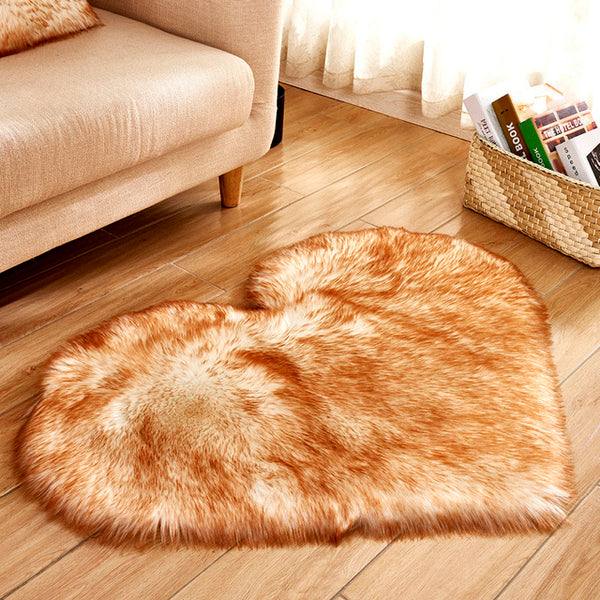 Shaggy Carpet Artificial Sheepskin Hairy Mat Wool Faux Fluffy Mats Love Heart Rugs NO Lint Carpet For Living Room 30x30/40x50cm