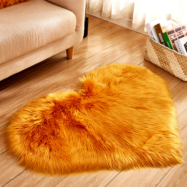 Shaggy Carpet Artificial Sheepskin Hairy Mat Wool Faux Fluffy Mats Love Heart Rugs NO Lint Carpet For Living Room 30x30/40x50cm