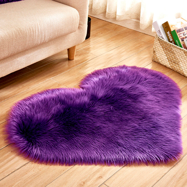 Shaggy Carpet Artificial Sheepskin Hairy Mat Wool Faux Fluffy Mats Love Heart Rugs NO Lint Carpet For Living Room 30x30/40x50cm