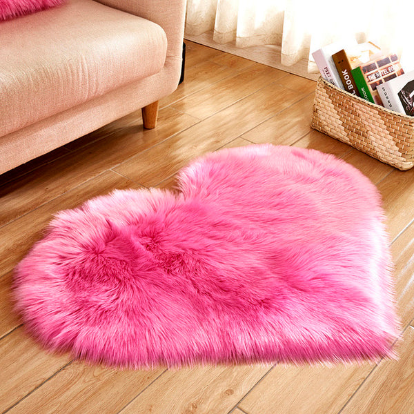 Shaggy Carpet Artificial Sheepskin Hairy Mat Wool Faux Fluffy Mats Love Heart Rugs NO Lint Carpet For Living Room 30x30/40x50cm