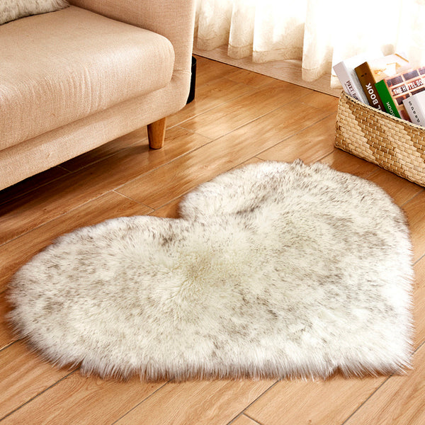 Shaggy Carpet Artificial Sheepskin Hairy Mat Wool Faux Fluffy Mats Love Heart Rugs NO Lint Carpet For Living Room 30x30/40x50cm