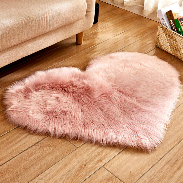 Shaggy Carpet Artificial Sheepskin Hairy Mat Wool Faux Fluffy Mats Love Heart Rugs NO Lint Carpet For Living Room 30x30/40x50cm