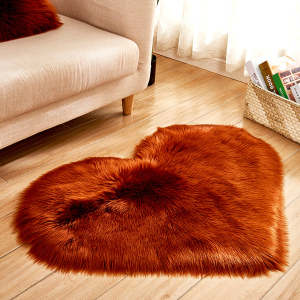 Shaggy Carpet Artificial Sheepskin Hairy Mat Wool Faux Fluffy Mats Love Heart Rugs NO Lint Carpet For Living Room 30x30/40x50cm