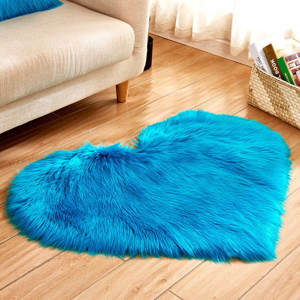 Shaggy Carpet Artificial Sheepskin Hairy Mat Wool Faux Fluffy Mats Love Heart Rugs NO Lint Carpet For Living Room 30x30/40x50cm