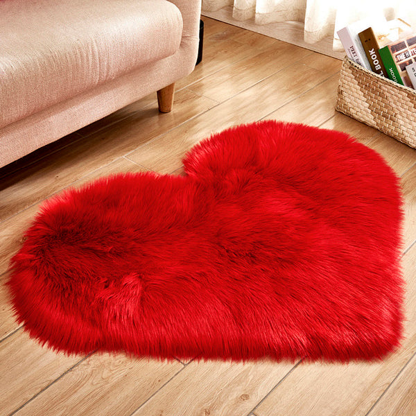 Shaggy Carpet Artificial Sheepskin Hairy Mat Wool Faux Fluffy Mats Love Heart Rugs NO Lint Carpet For Living Room 30x30/40x50cm