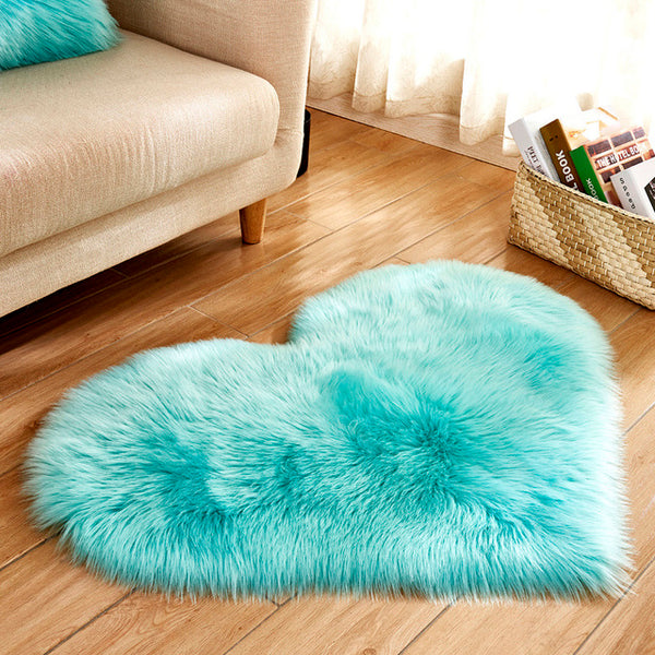 Shaggy Carpet Artificial Sheepskin Hairy Mat Wool Faux Fluffy Mats Love Heart Rugs NO Lint Carpet For Living Room 30x30/40x50cm