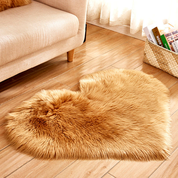 Shaggy Carpet Artificial Sheepskin Hairy Mat Wool Faux Fluffy Mats Love Heart Rugs NO Lint Carpet For Living Room 30x30/40x50cm